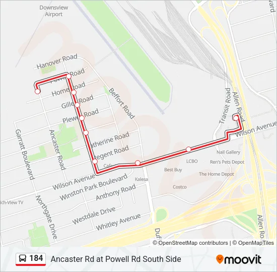 184 Bus Line Map