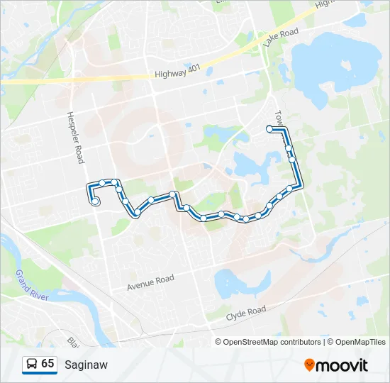 65 Bus Line Map