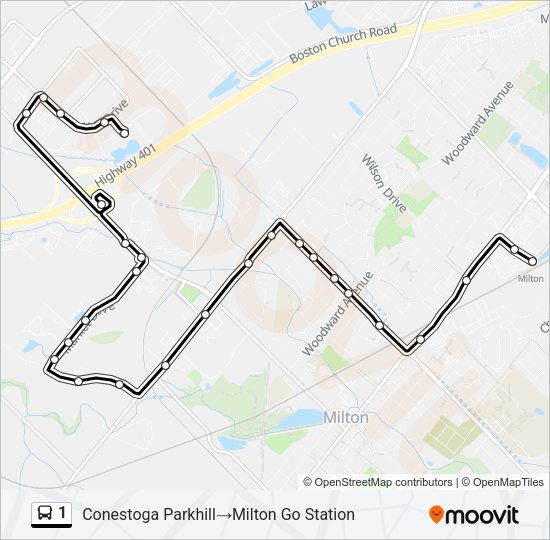 1 Bus Line Map