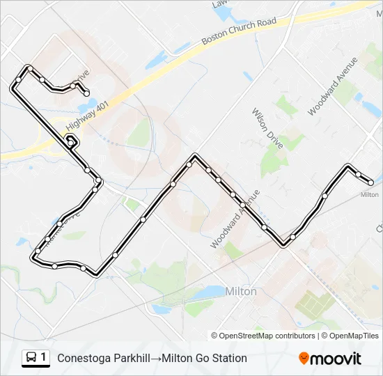 1 Bus Line Map