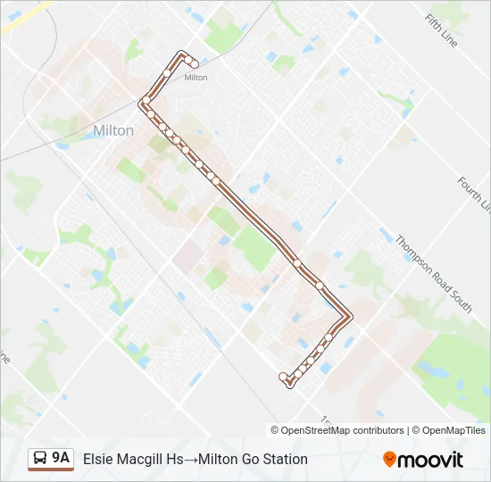 Plan de la ligne 9A de bus