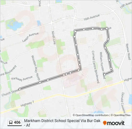 406 Bus Line Map