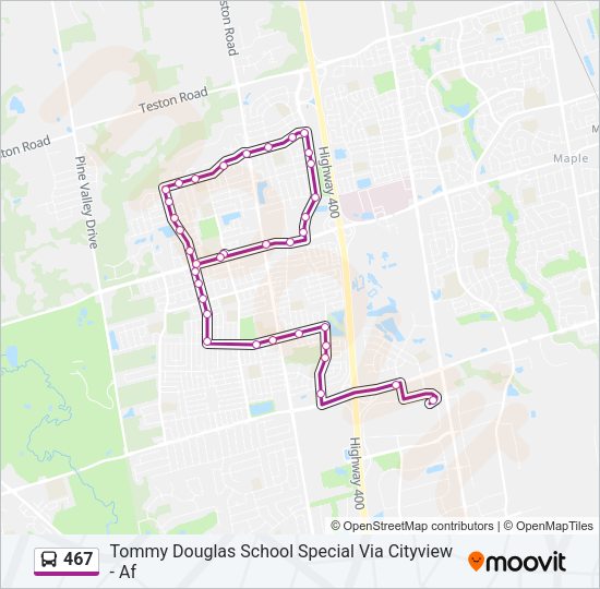 467 Bus Line Map
