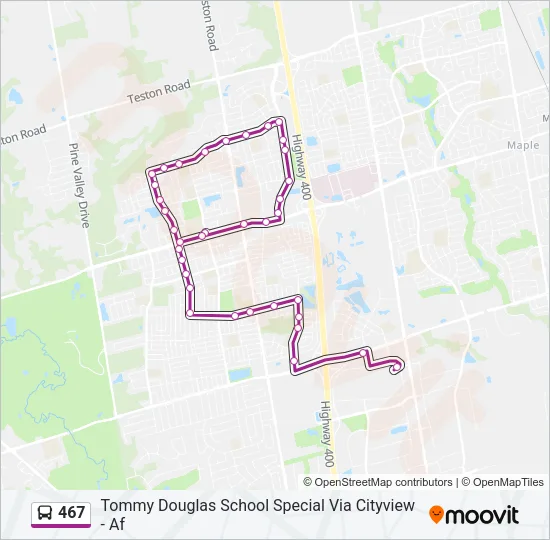 467 Bus Line Map