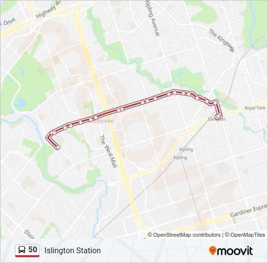 50 Bus Line Map