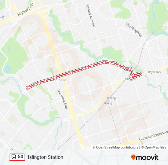 50 Bus Line Map