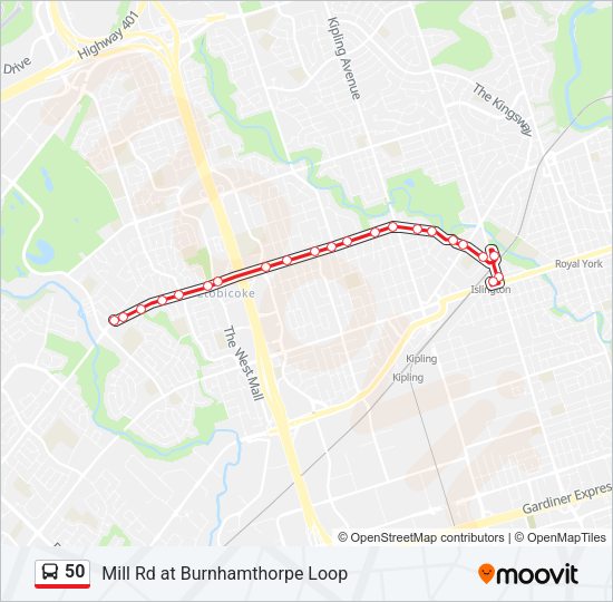 50 Bus Line Map