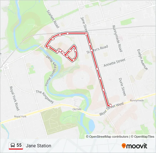 55 Bus Line Map