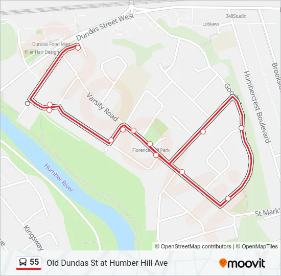 55 Bus Line Map