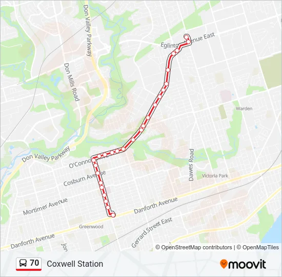70 Bus Line Map