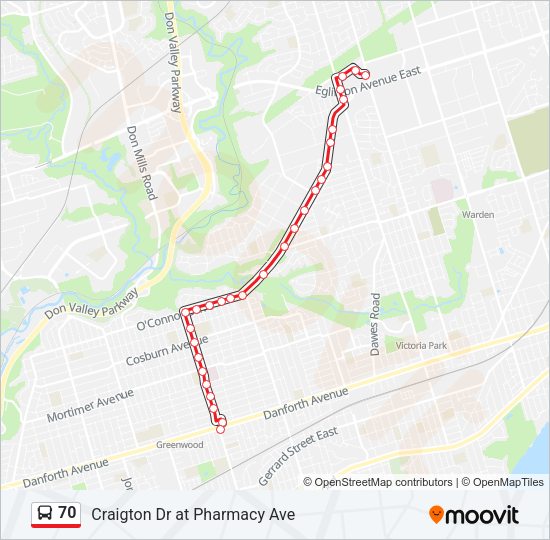 70 Bus Line Map