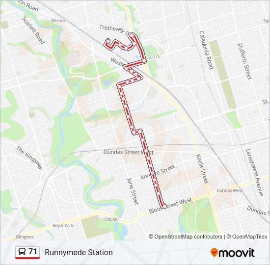 71 Bus Line Map