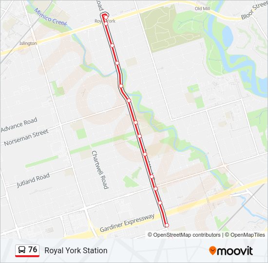 76 bus Line Map