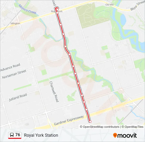 76 Bus Line Map