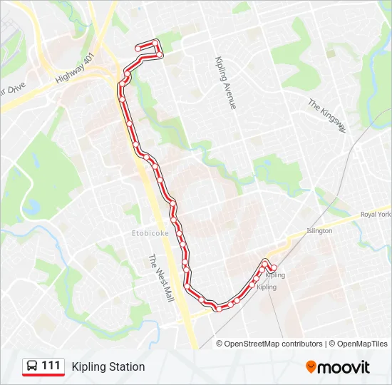 111 Bus Line Map