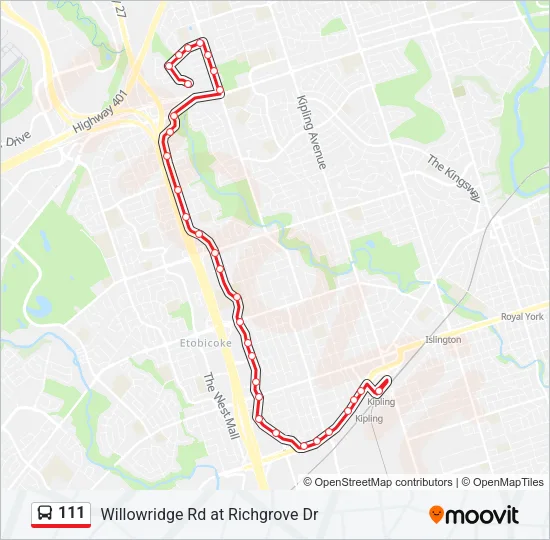 111 Bus Line Map