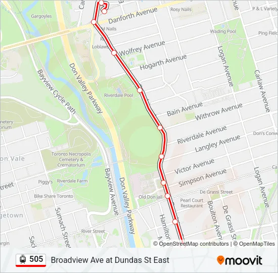 505 Bus Line Map