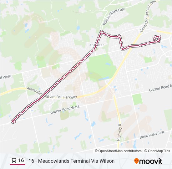 16 Bus Line Map