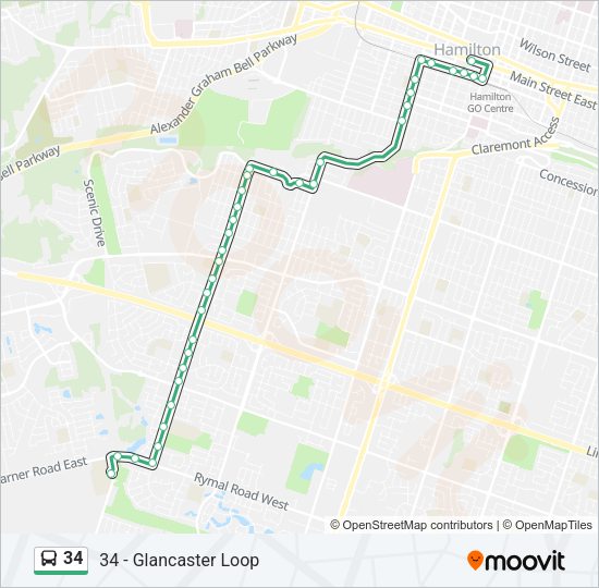 34 Bus Line Map