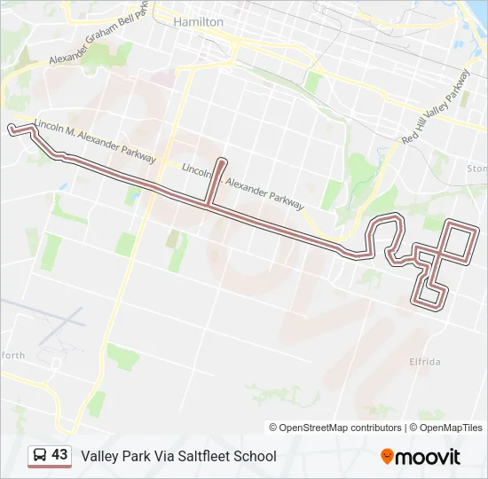 43 Bus Line Map