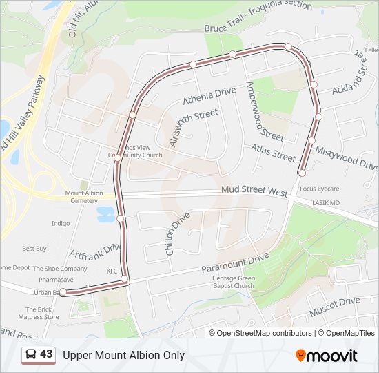 43 Bus Line Map