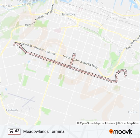 43 Bus Line Map