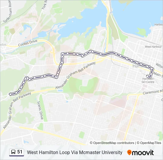 Plan de la ligne 51 de bus