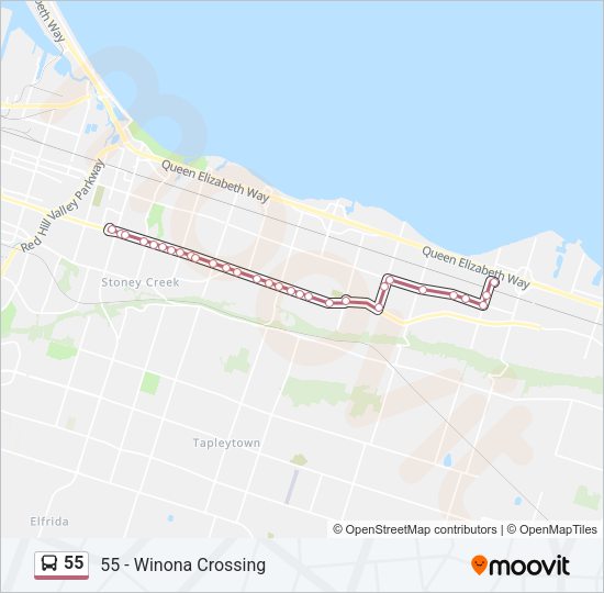 55 Bus Line Map