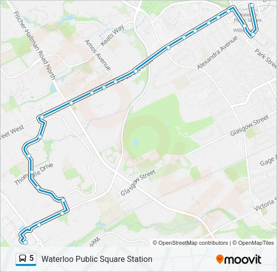 Plan de la ligne 5 de bus