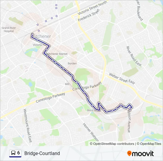 Plan de la ligne 6 de bus