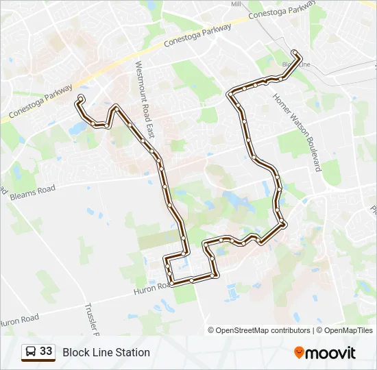 33 Bus Line Map