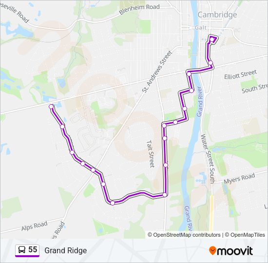 55 Bus Line Map