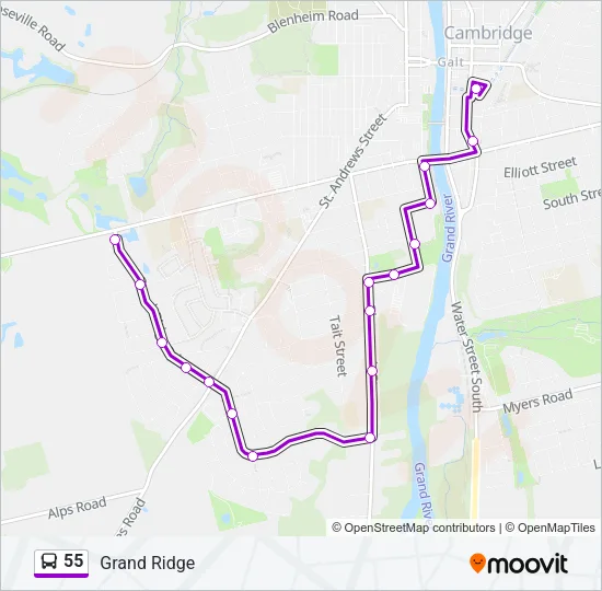 55 Bus Line Map