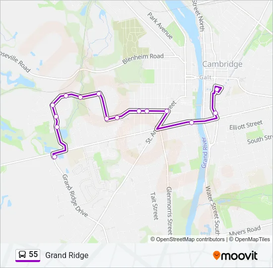 55 Bus Line Map
