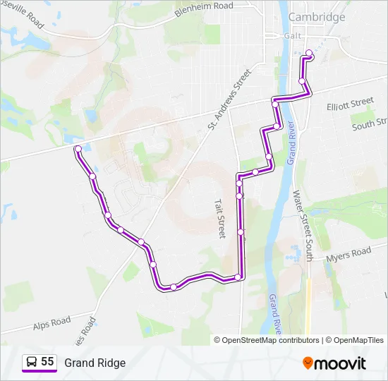 55 Bus Line Map