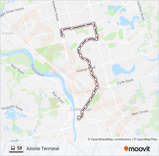 58 Bus Line Map