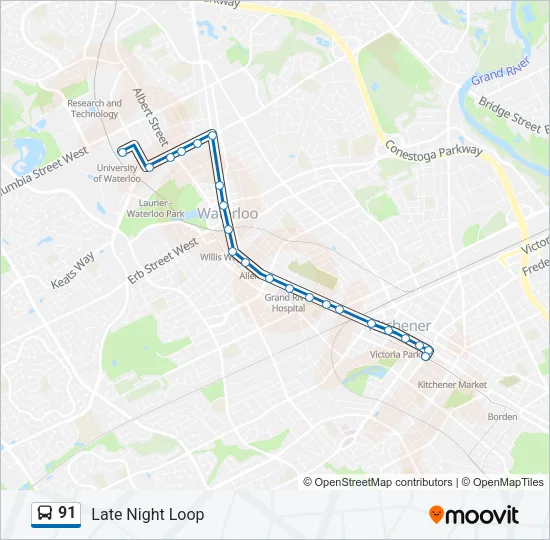 91 Bus Line Map