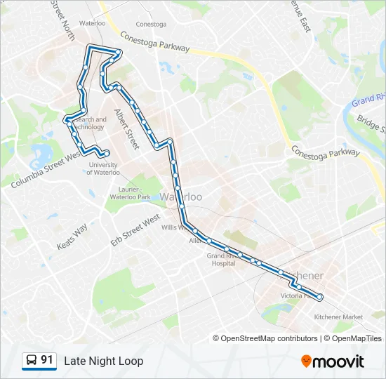 91 Bus Line Map