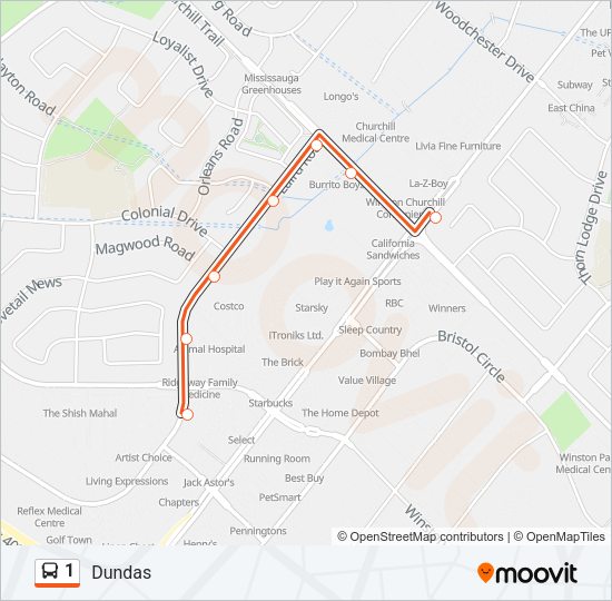 1 Bus Line Map