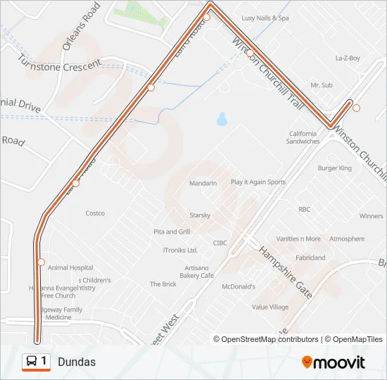 1 Bus Line Map