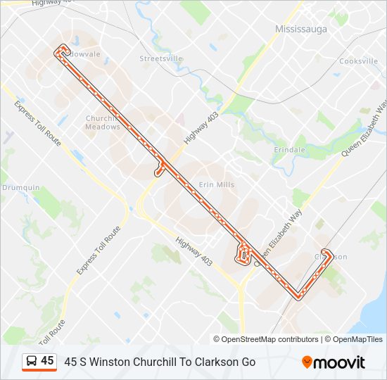 45 Bus Line Map