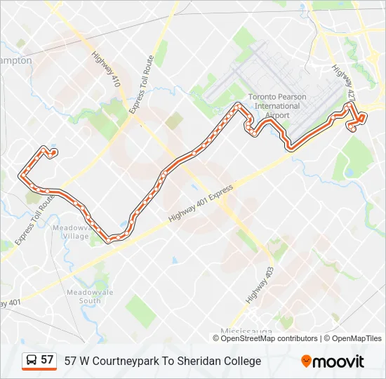 57 Bus Line Map