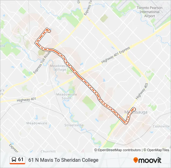 61 Bus Line Map