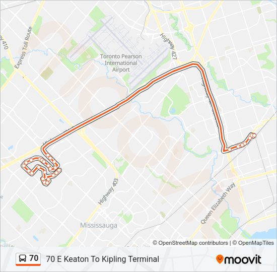 70 Bus Line Map