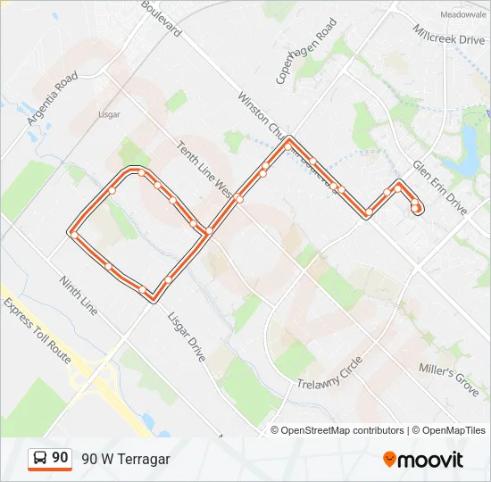 90 Bus Line Map