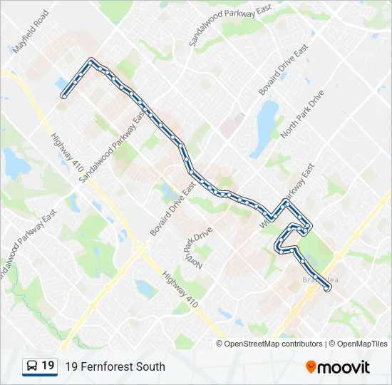 19 Bus Line Map