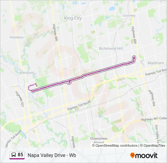 Plan de la ligne 85 de bus