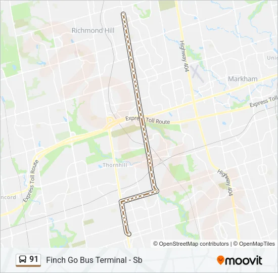 91 Bus Line Map