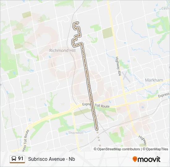 91 Bus Line Map
