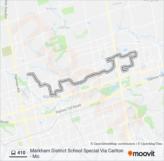 Plan de la ligne 410 de bus